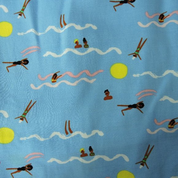 Rare Larke Anthropologie ruffle dress blue cute summer fun print 2XS petite - Picture 2 of 13